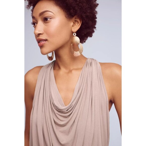 MICHAEL STARS x ANTHROPOLOGIE Black Draped Jersey Cowl Neck Halter Top, One Size - Picture 5 of 11